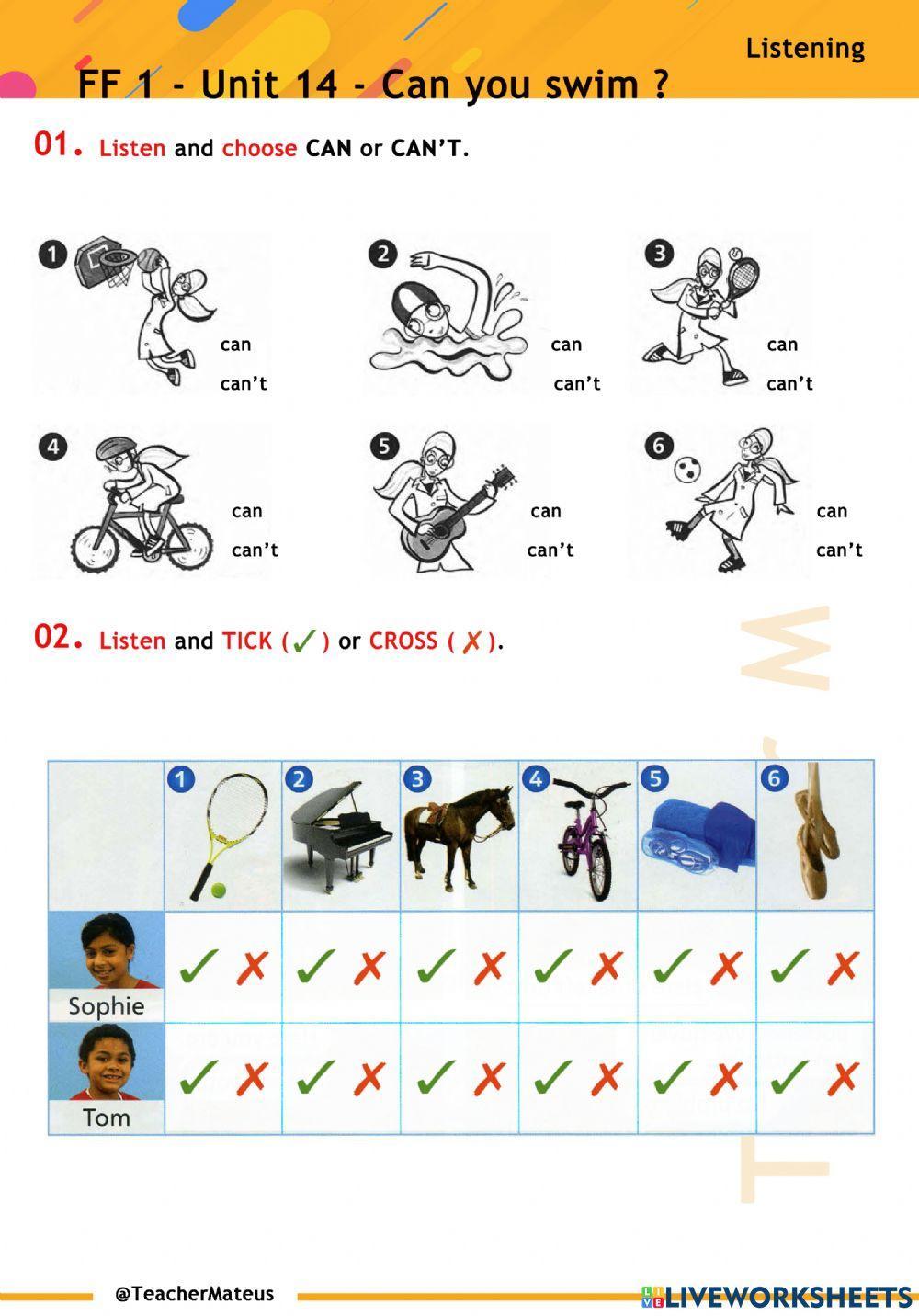 FF 1 - Unit 14 - Can you swim ? - Listening