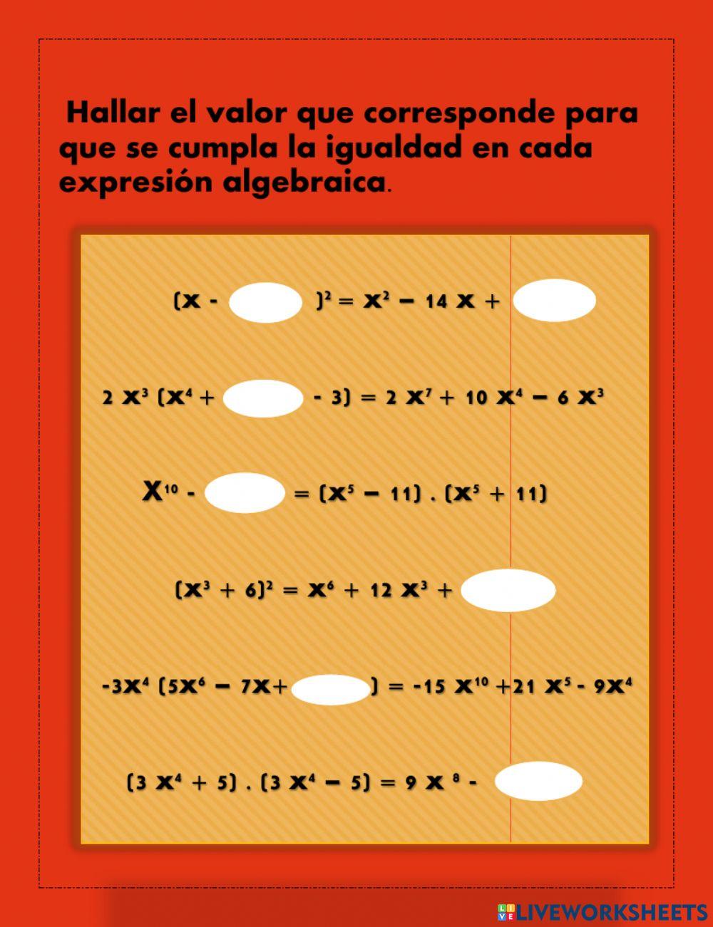 Expresiones algebraicas