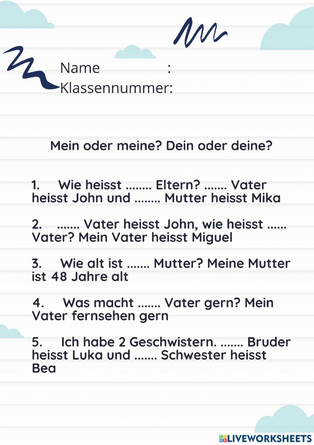 Mein oder meine? dein oder deine