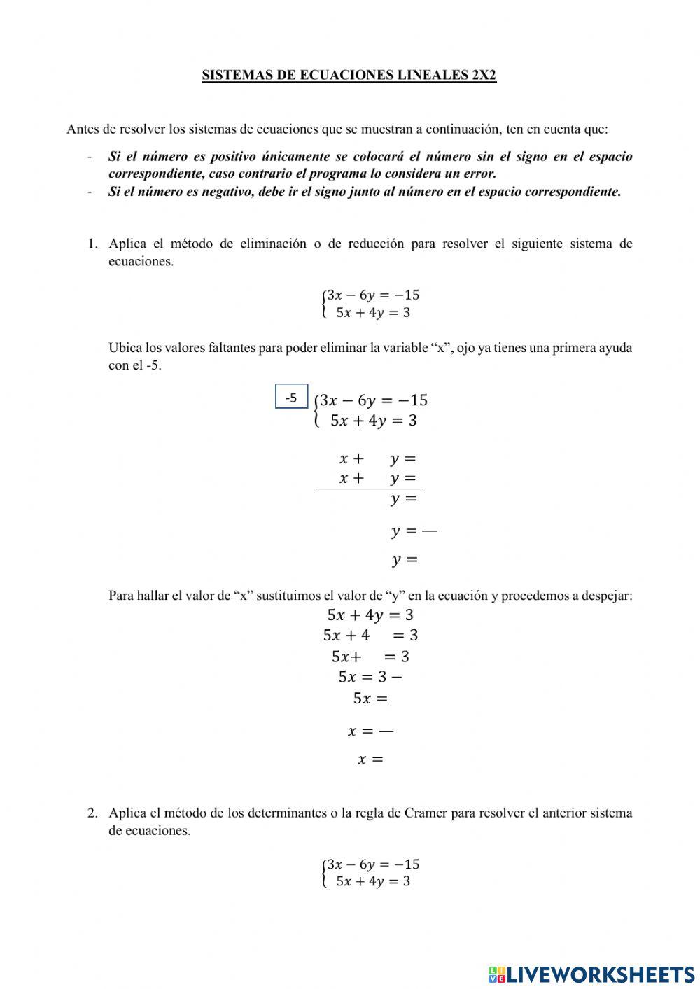 Sistemas de ecuaciones