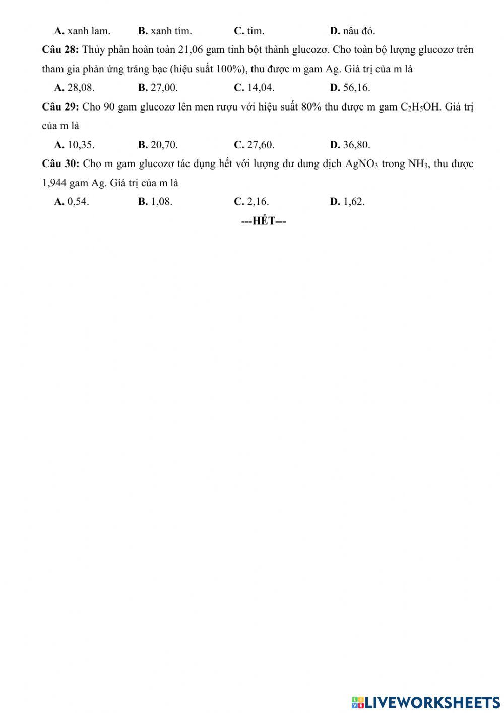 Ôn tập chương i,ii hoá 12