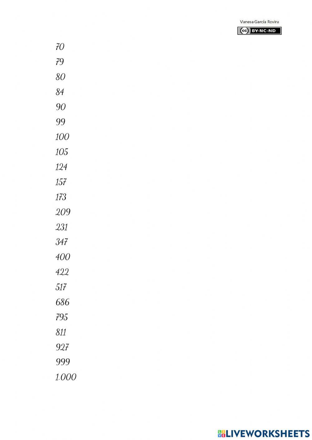 Els nombres en lletres (fins 1.000)