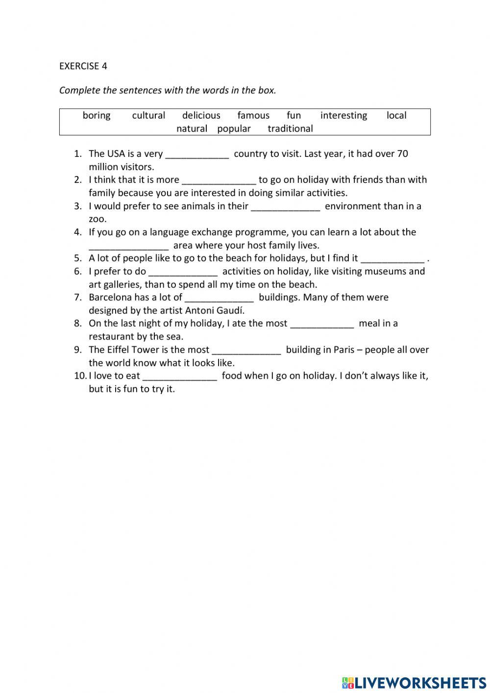 IE0, Unit 4, Grammar and Vocabulary, Exercise 4