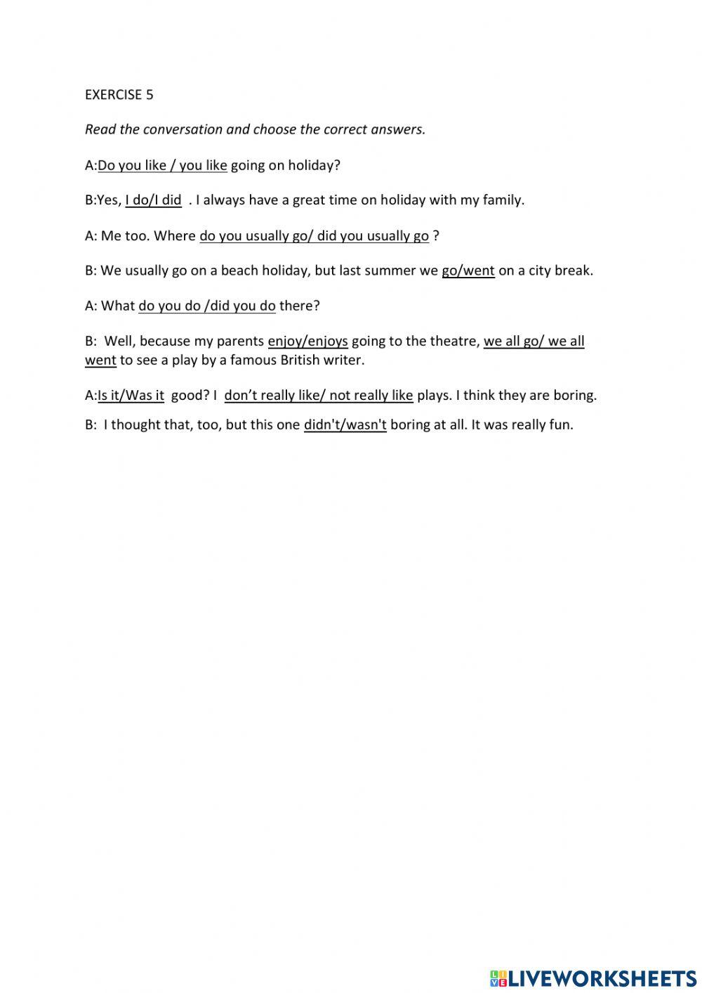 IE0, Unit 4, Grammar and Vocabulary, Exercise 5