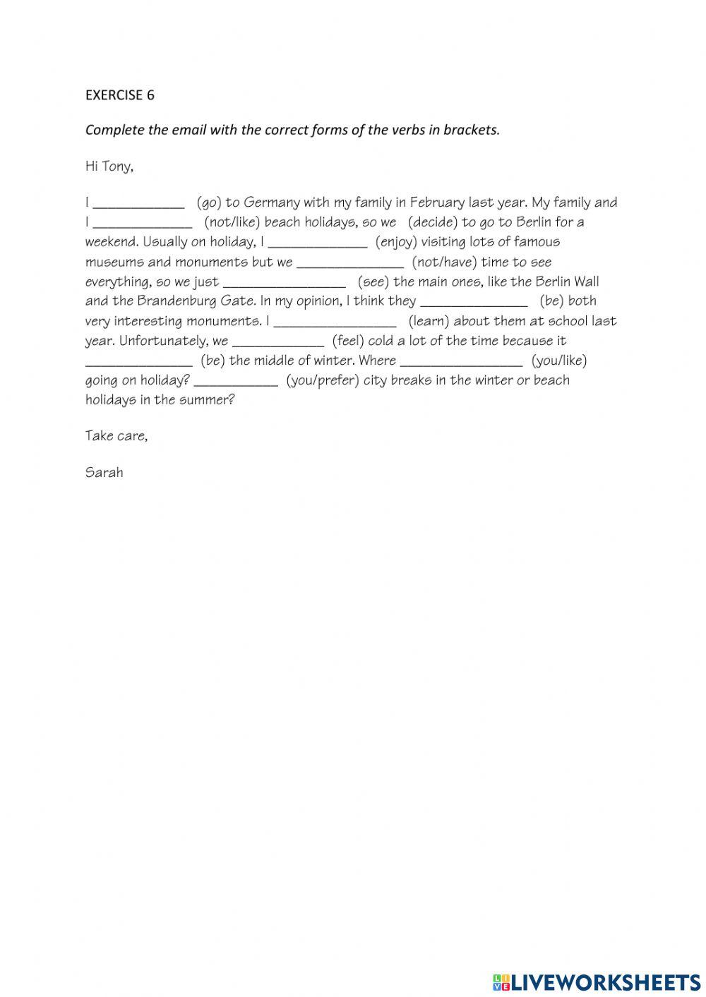 IE0, Unit 4, Grammar and Vocabulary, Exercise 6