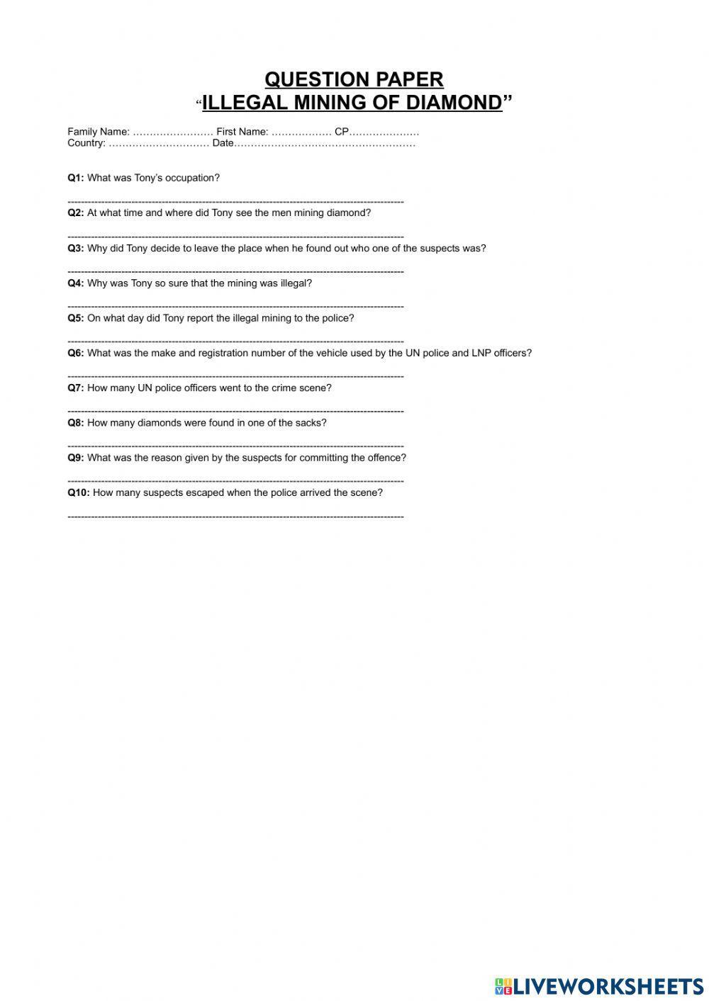 Audio tape test - 9 “illegal mining of diamond”