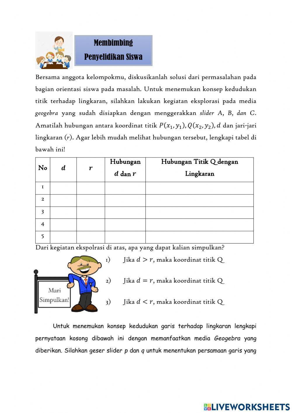 Kedudukan Titik dan Garis terhadap Lingkaran