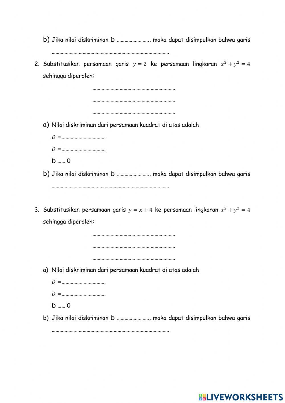 Kedudukan Titik dan Garis terhadap Lingkaran