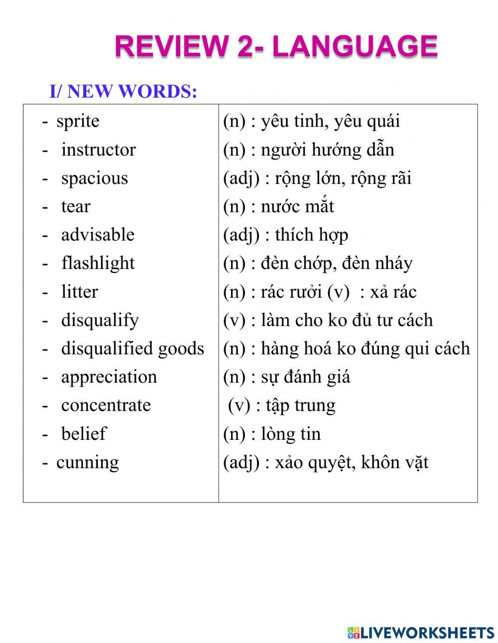 English 8- review 2- language