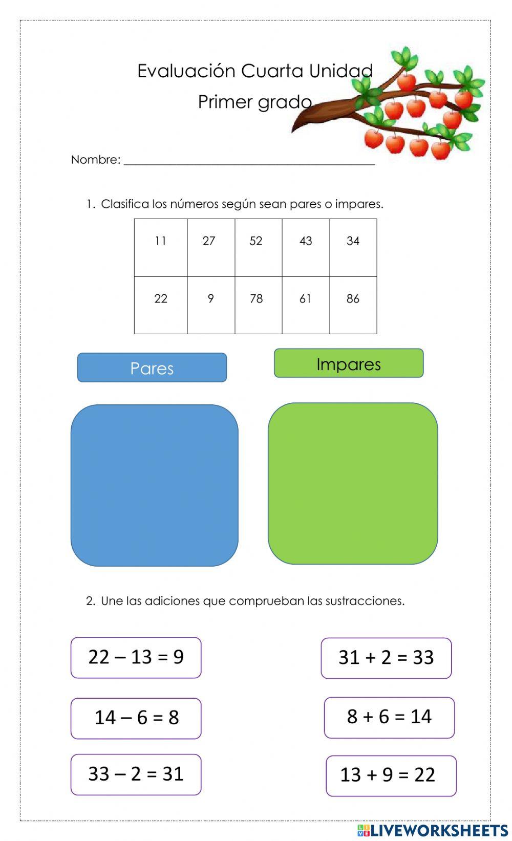 Evaluación Matemáticas