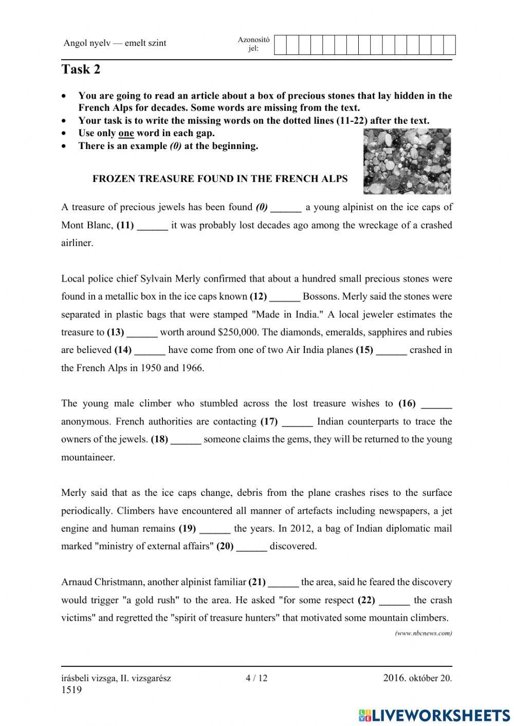 Érettségi 2016 október Nyelvhelyesség