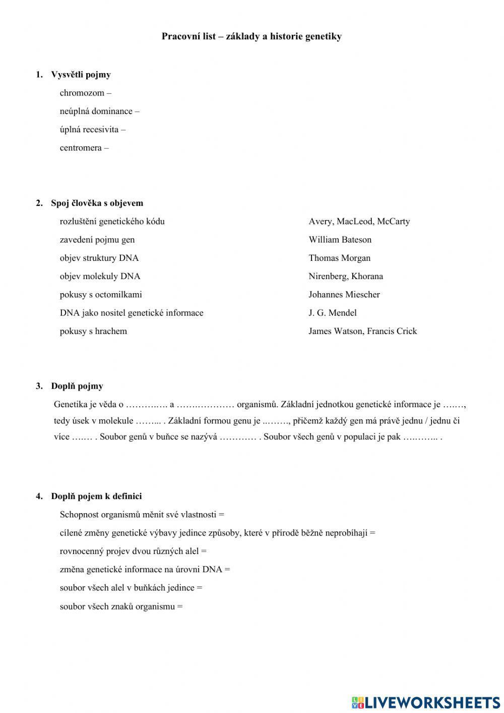 Genetika - úvod a historie