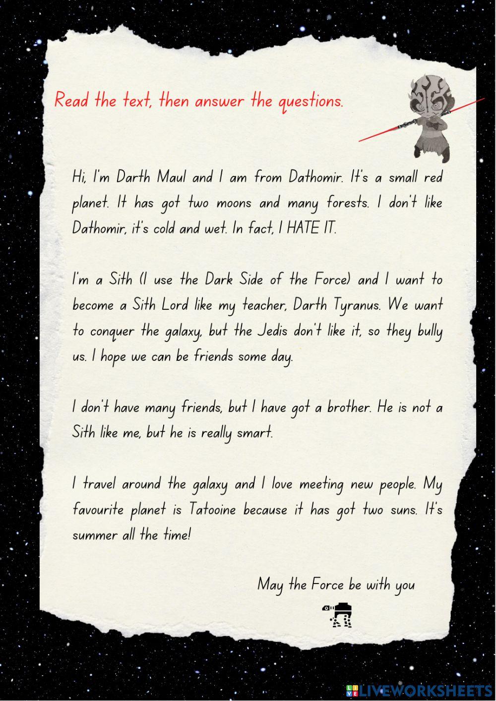 Darth Maul's letter