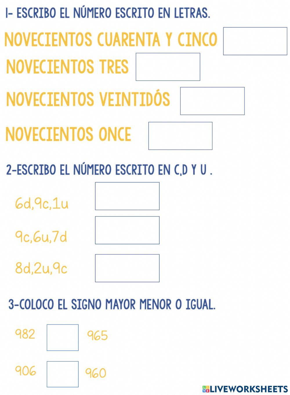 Numeracion hasta 999