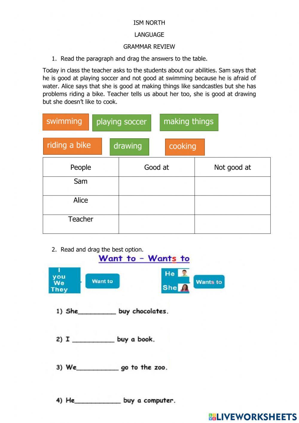 Grammar Review Unit 1