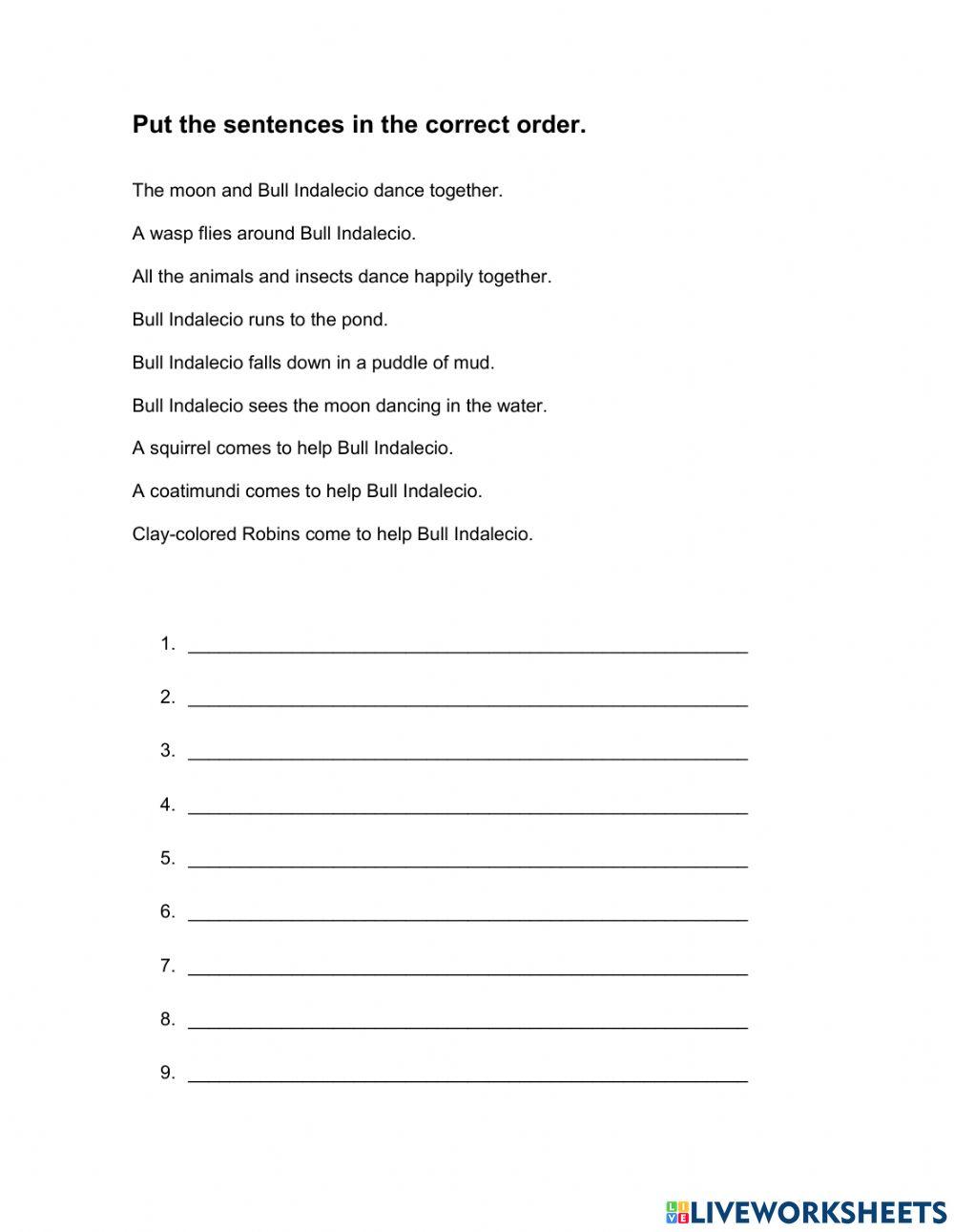 Bull Indalecio sequence the sentences