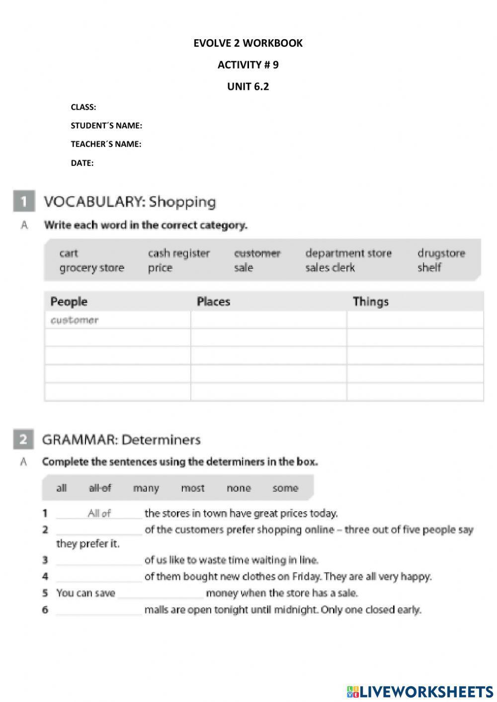 EVOLVE 2 UNIT 6.2 workbook