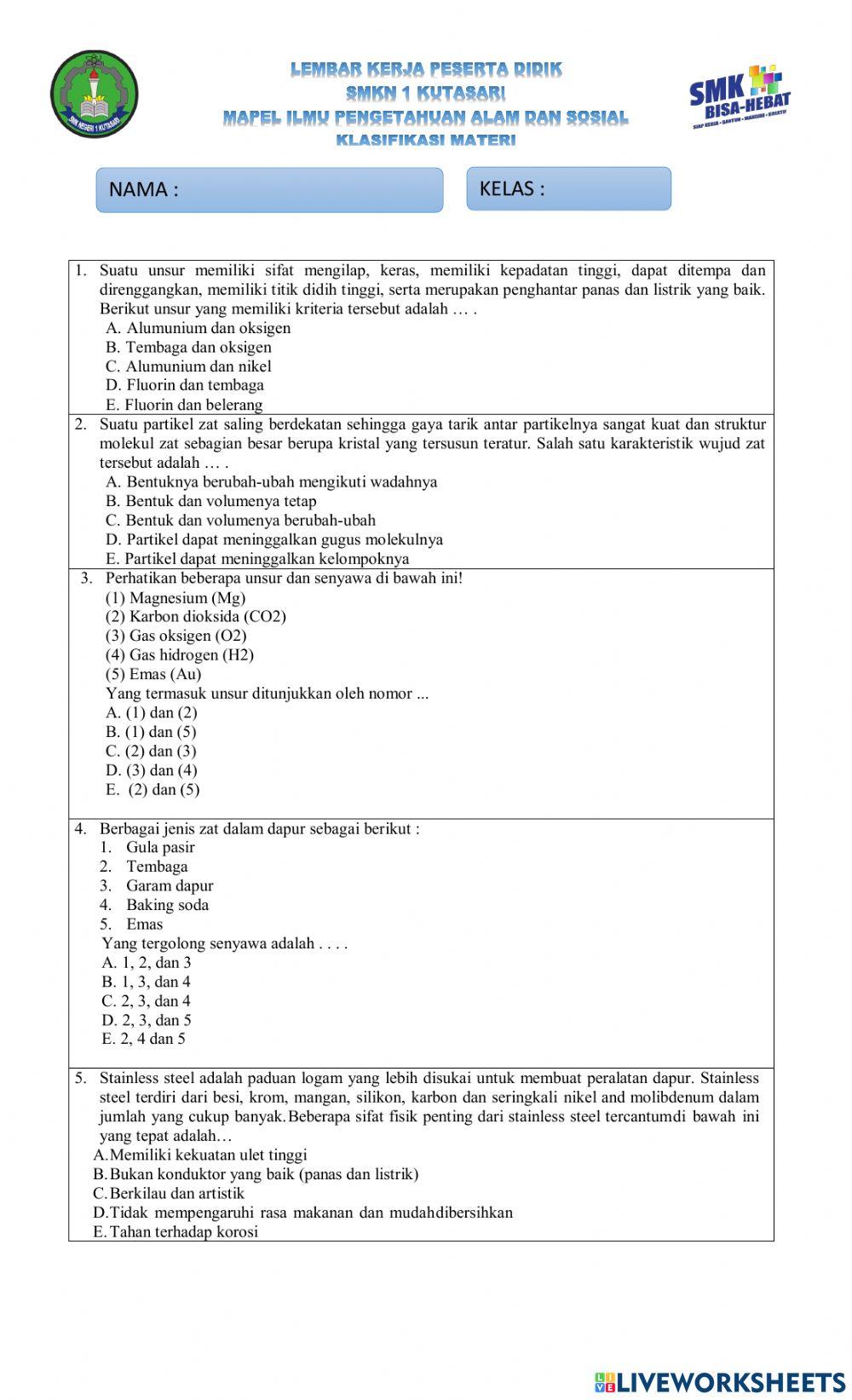 Klasifikasi materi 1