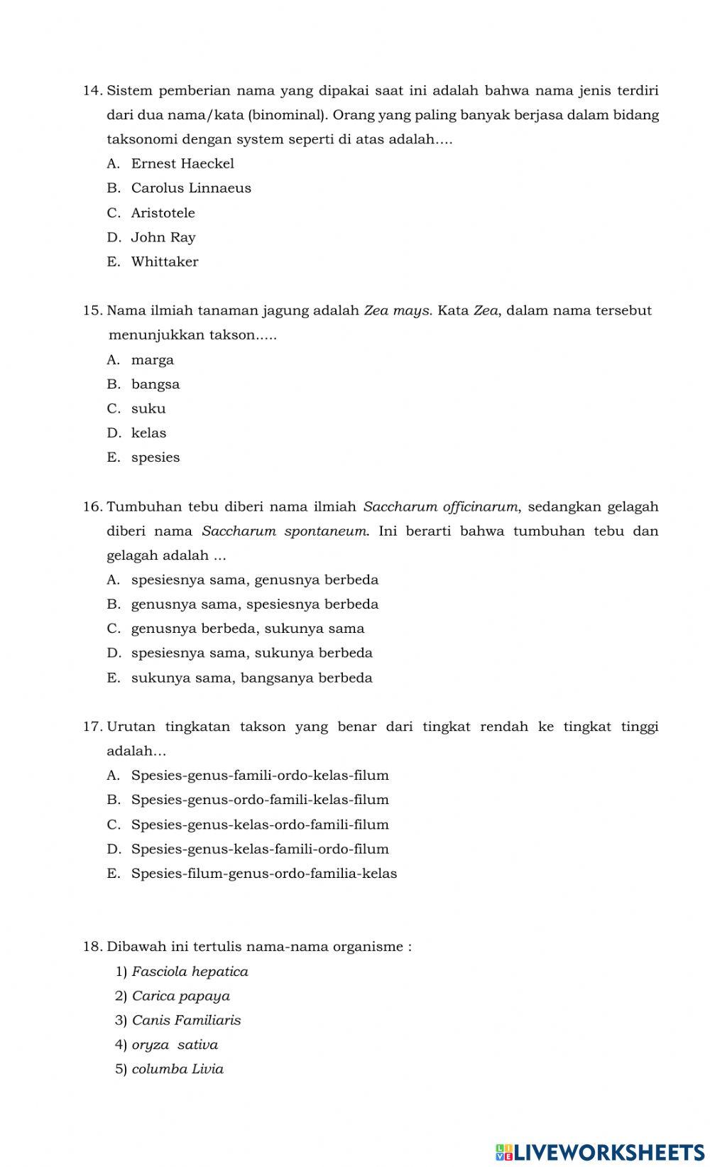 Evaluasi kehati dan klasifikasi Makhluk Hidup