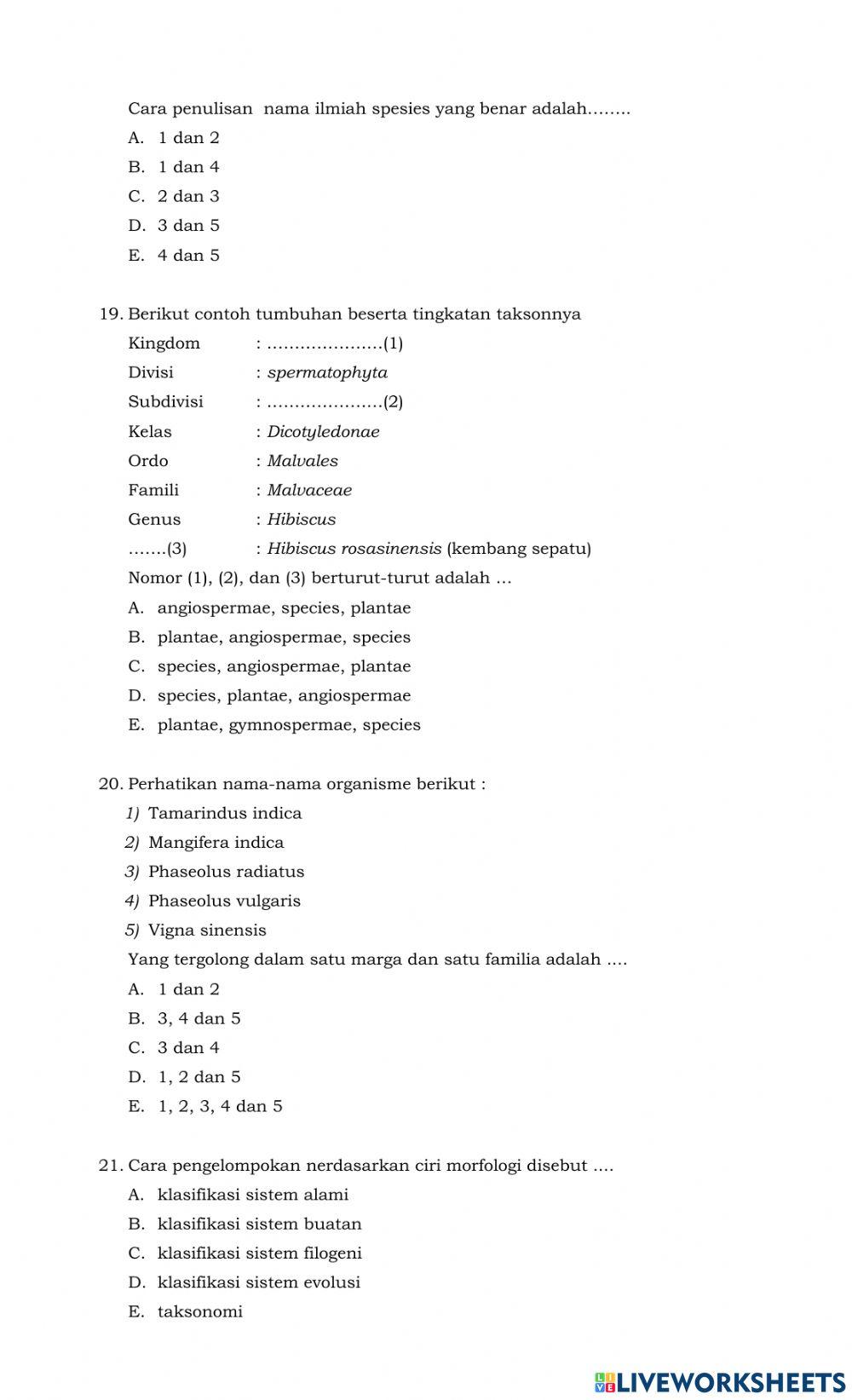 Evaluasi kehati dan klasifikasi Makhluk Hidup