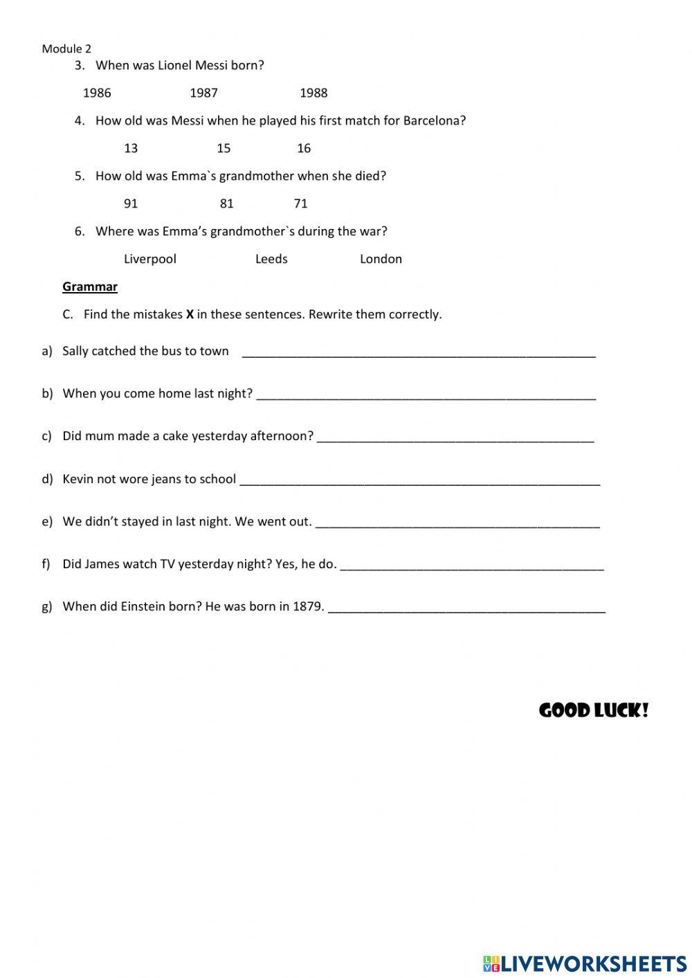 Past simple revision