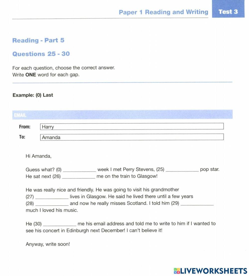 Ket reading gap fill