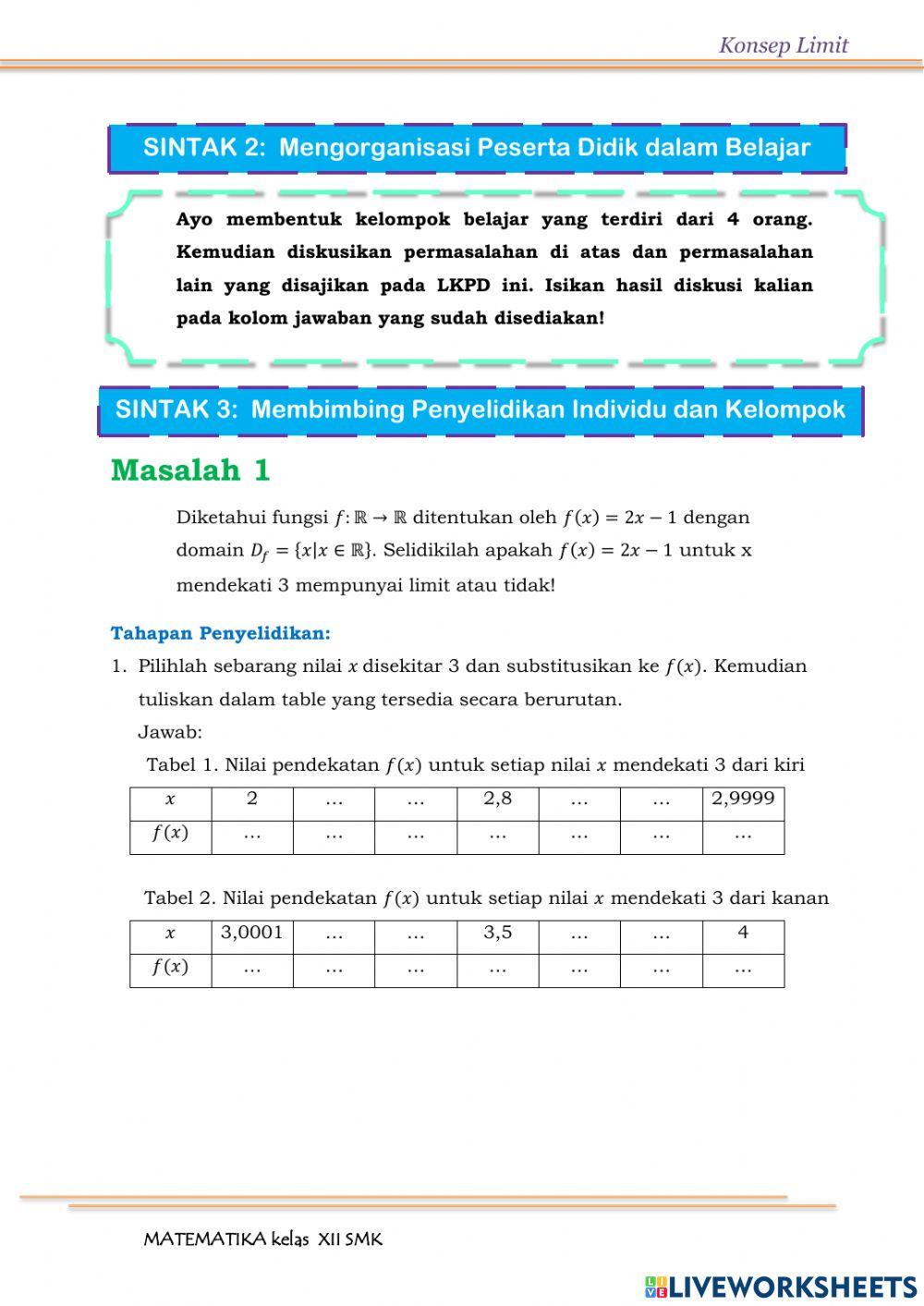 Limit Fungsi Aljabar