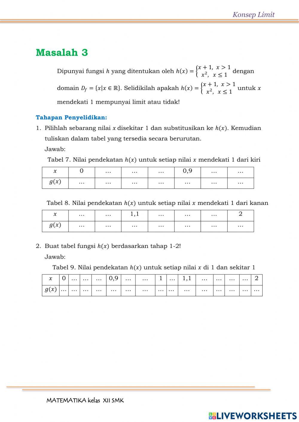 Limit Fungsi Aljabar
