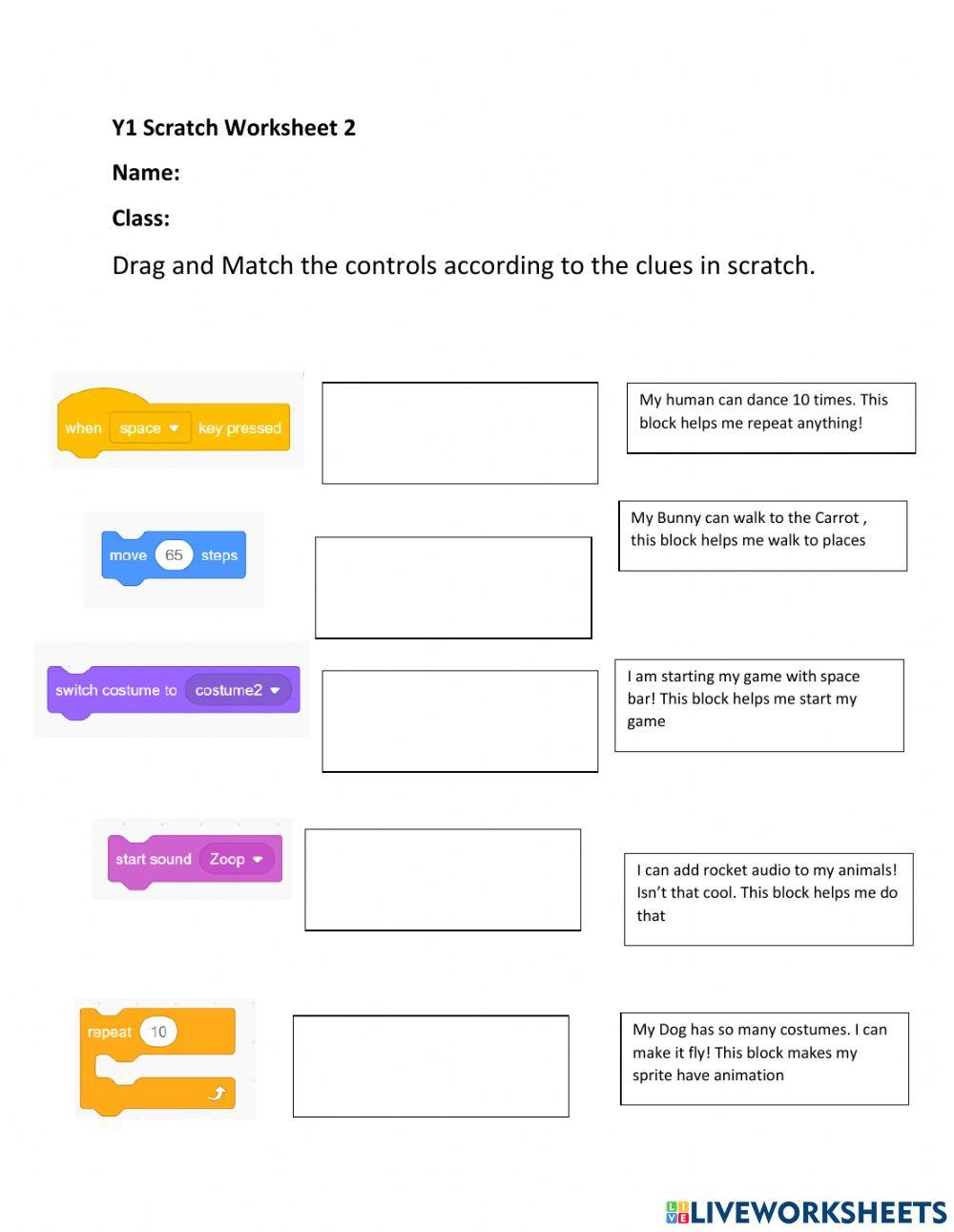 Y1-2 Scratch Wo… | Free Interactive Worksheets | 2453042