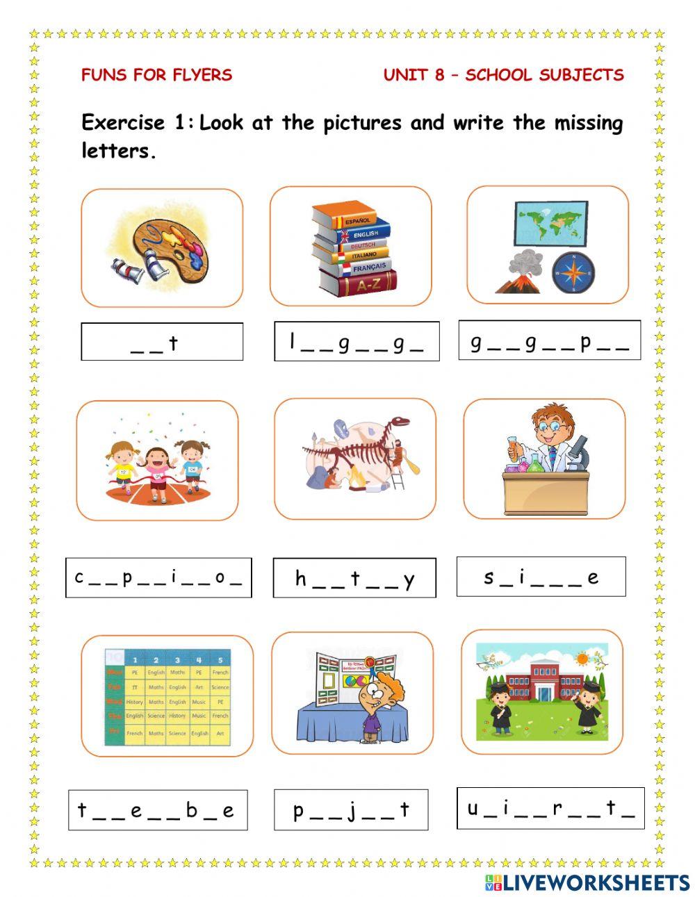 School subjects pictures