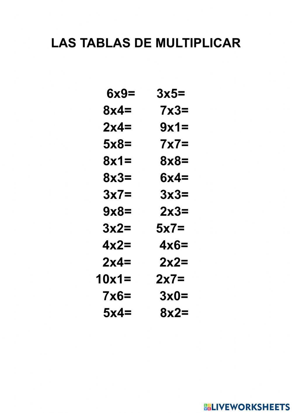 Tablas de multiplicar
