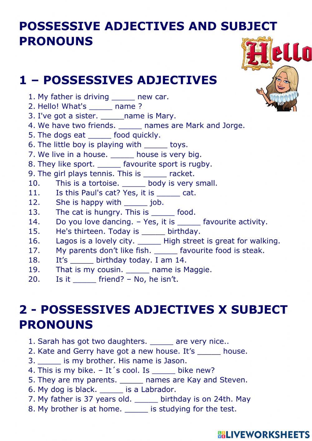 Possessives adjectives and subject pronouns