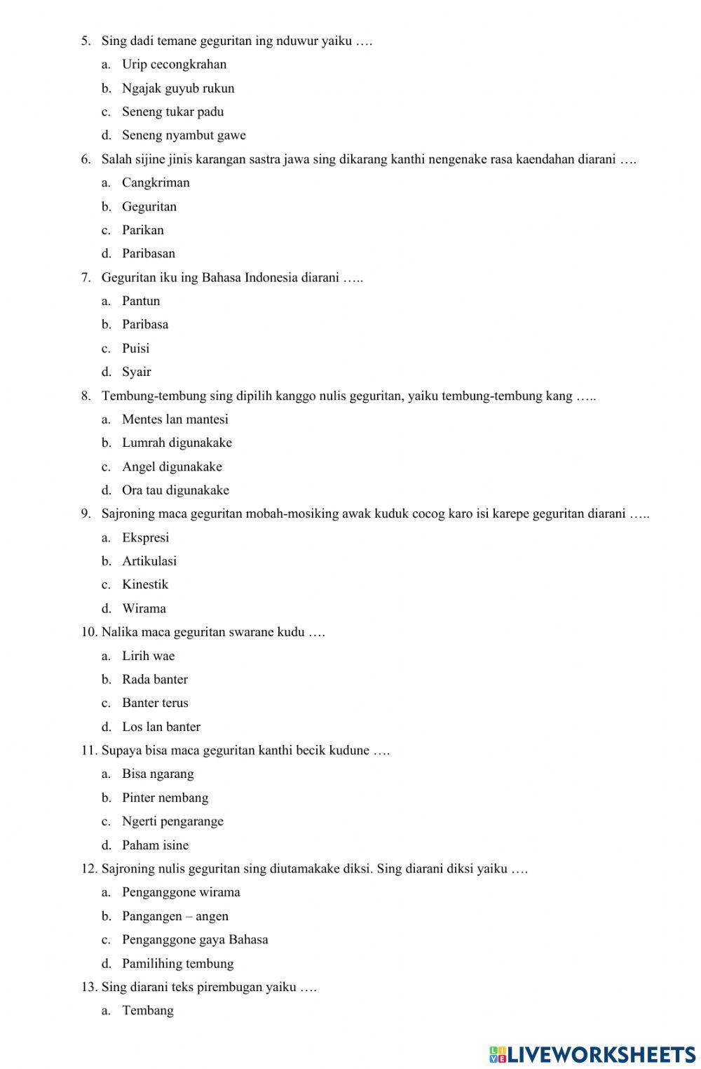 Soal PTS Ganjil Bahasa Jawa kls 4 2022-2023