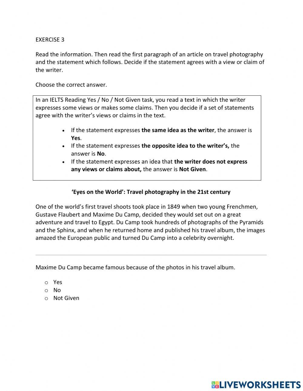 IE1, Unit 6, Reading, Exercise 3