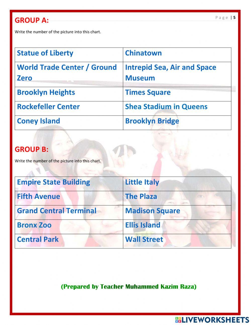 20 Big Apple Attractions - Labelling pictures - Vocabulary