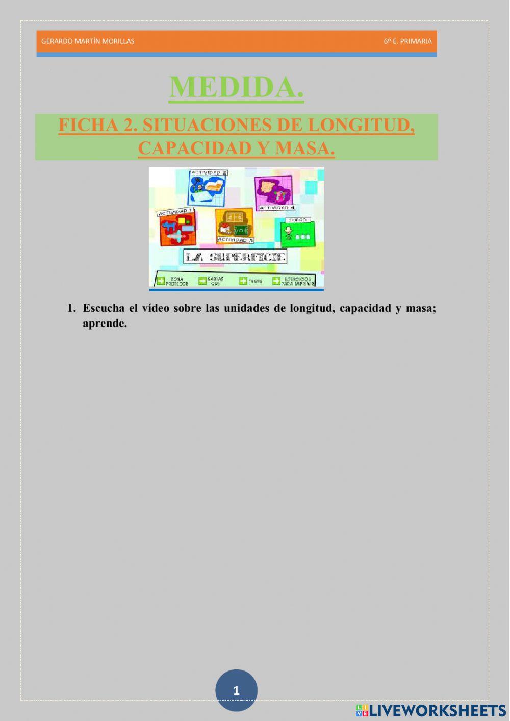 Medida. Ficha 2. 6º. Medida. Ficha 2. 6º.