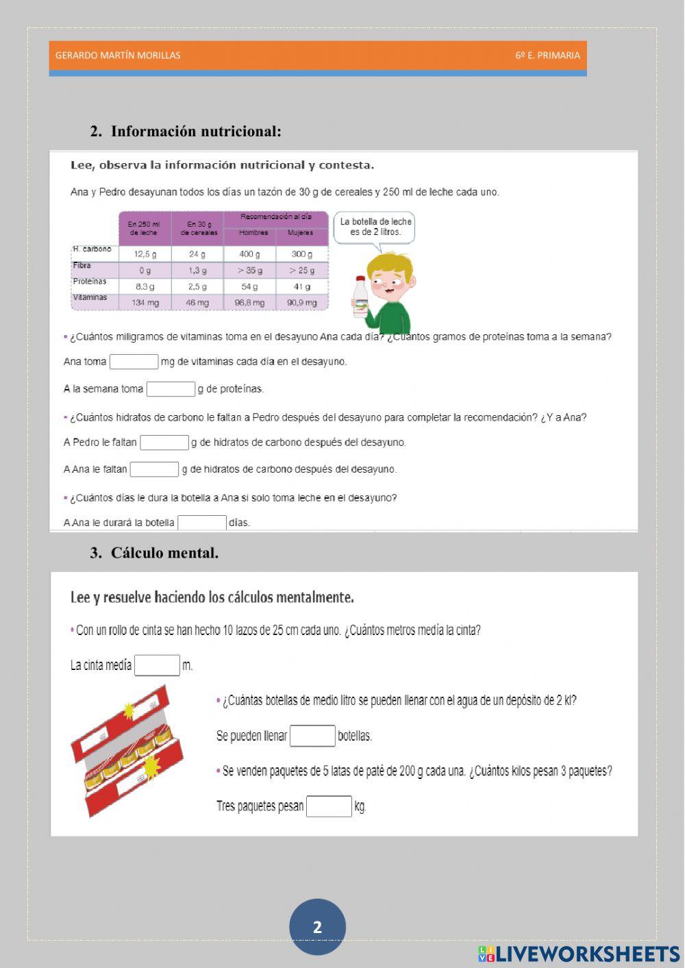 Medida. Ficha 2. 6º. Medida. Ficha 2. 6º.