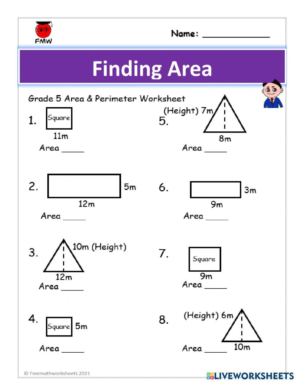 Finding Area 2174852 | Sasha Knowles | Live Worksheets