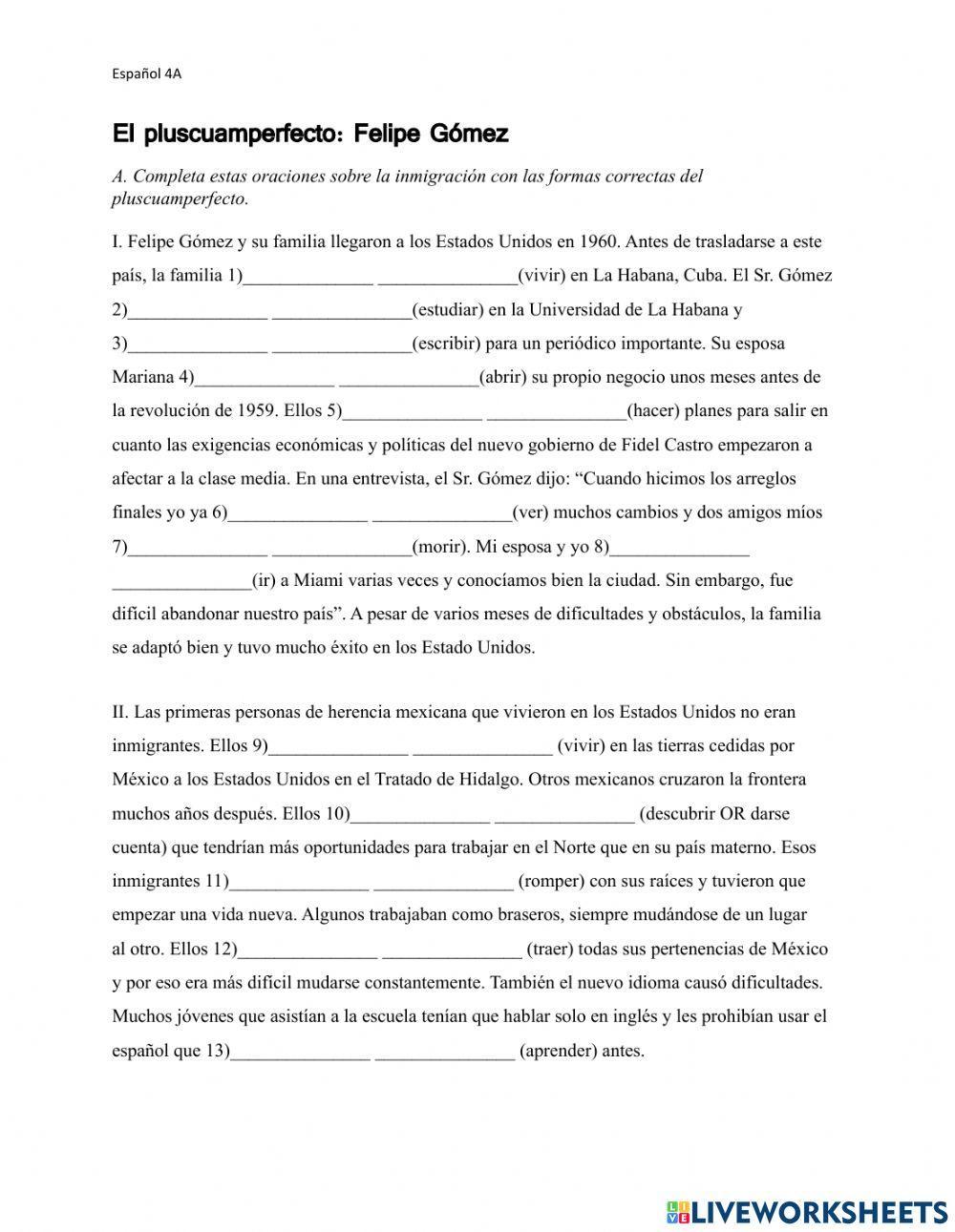 Felipe gomez pluscuamperfecto