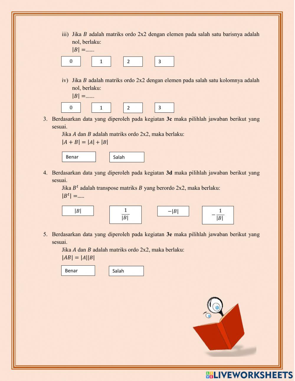 Sifat Determinan matriks ordo 2x2