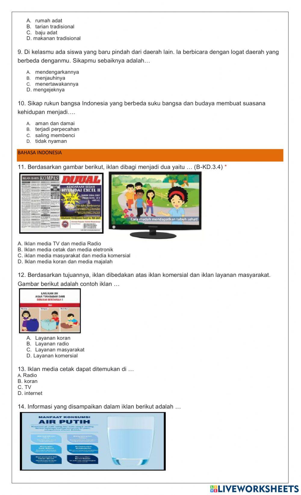 Penilaian harian tema 3