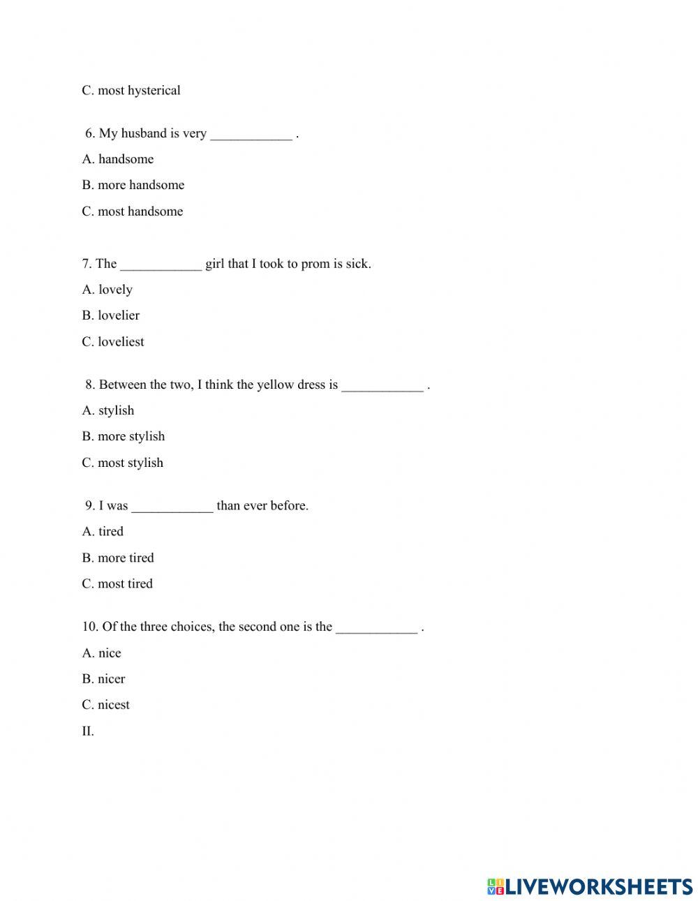Superlative and Comparative Adjectives