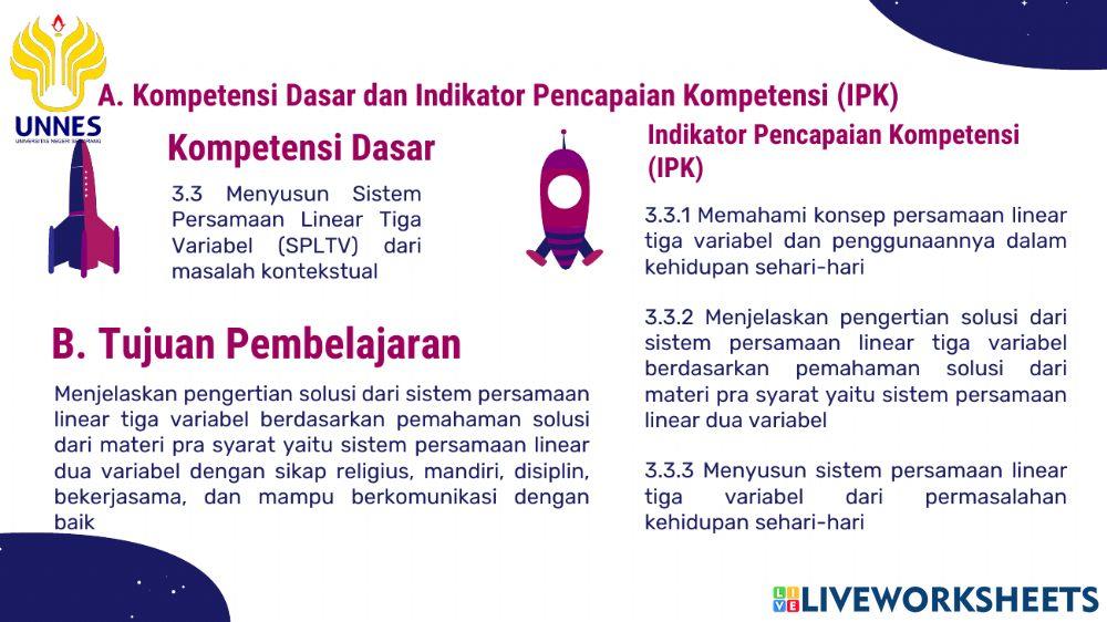 Live Worksheet Konsep SPLTV