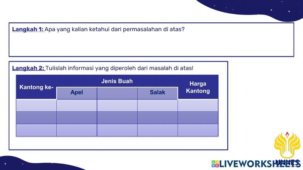 Live Worksheet Konsep SPLTV