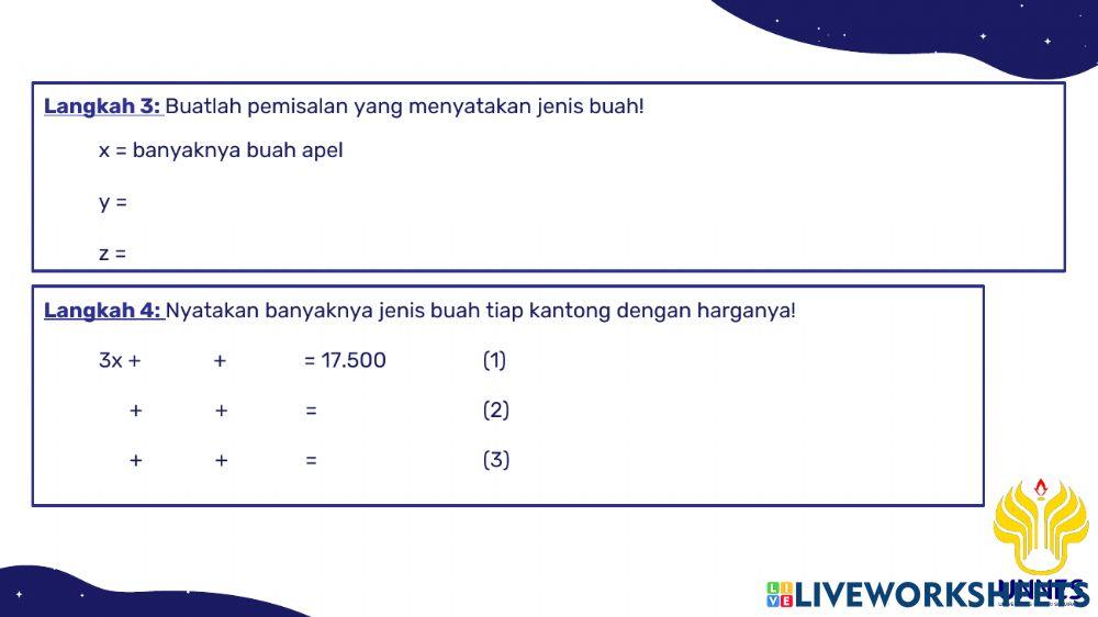 Live Worksheet Konsep SPLTV