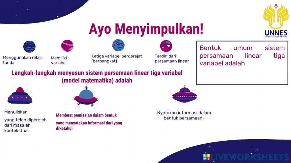 Live Worksheet Konsep SPLTV