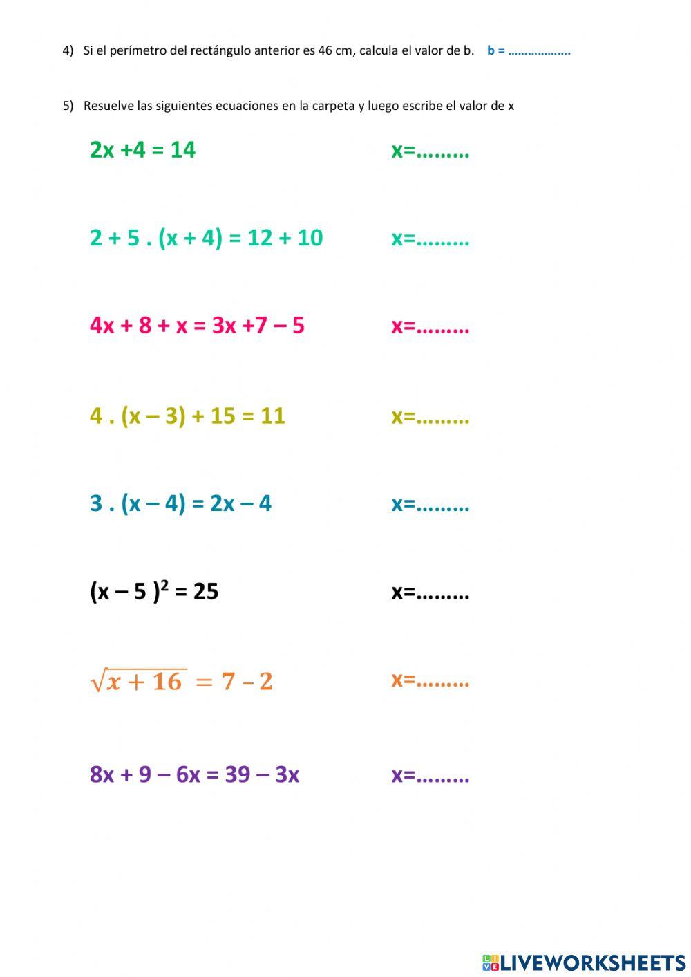 Expresiones algebraicas y ecuaciones