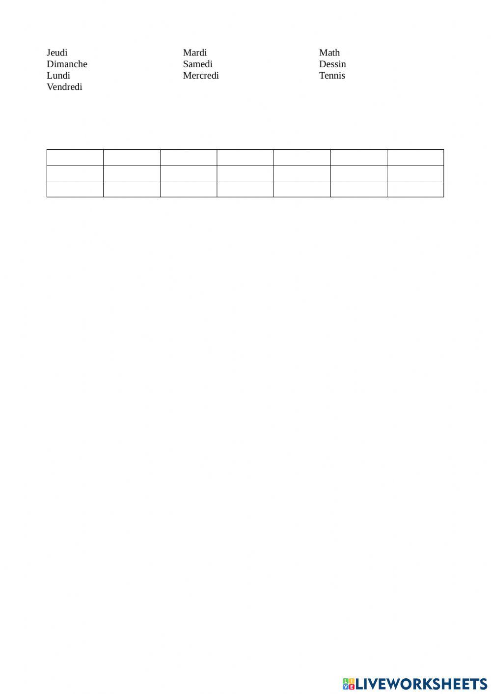 Les sujets de l'école