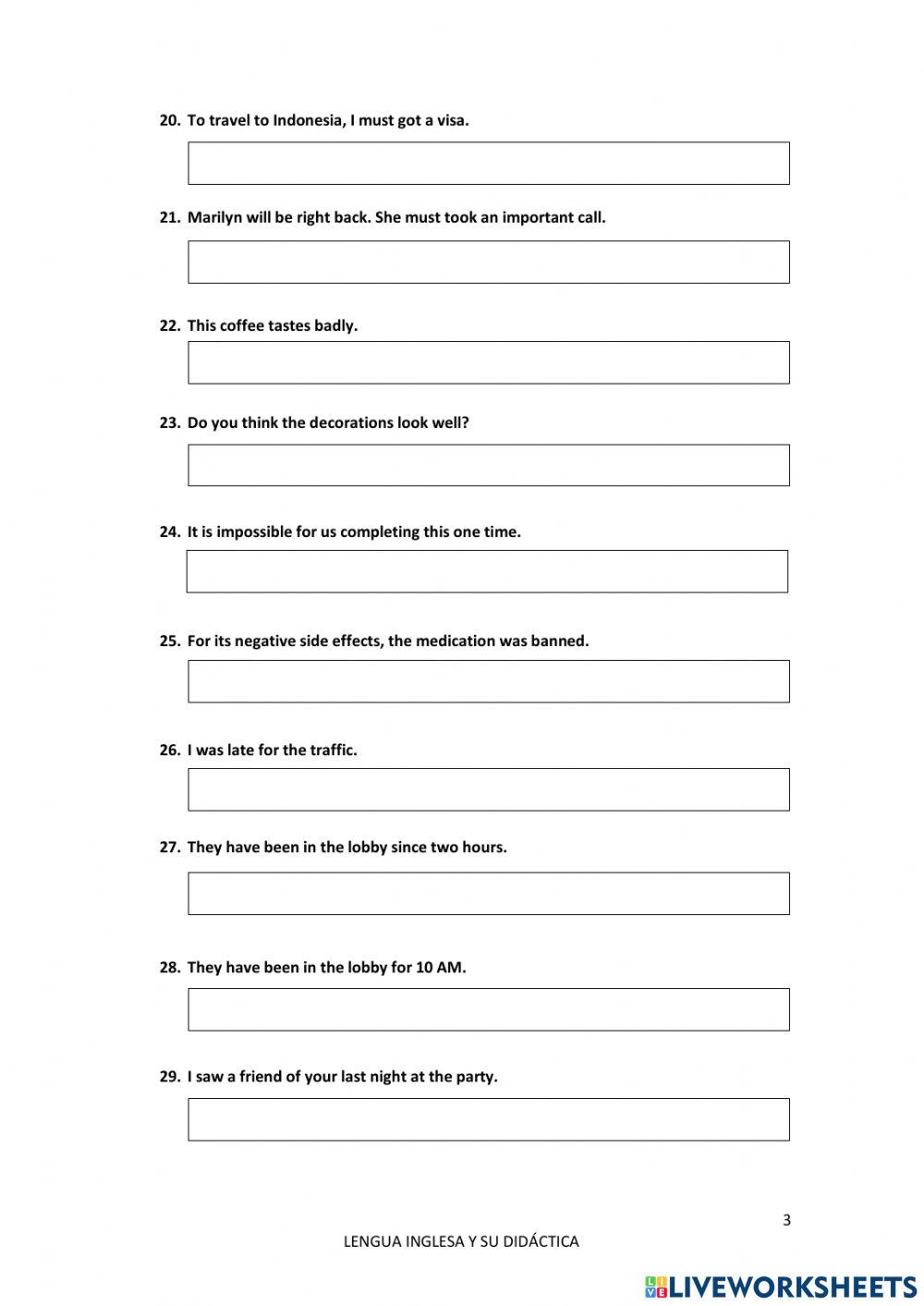 Correct the mistakes