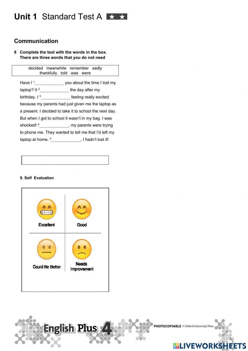 8th grade Unit 1 test